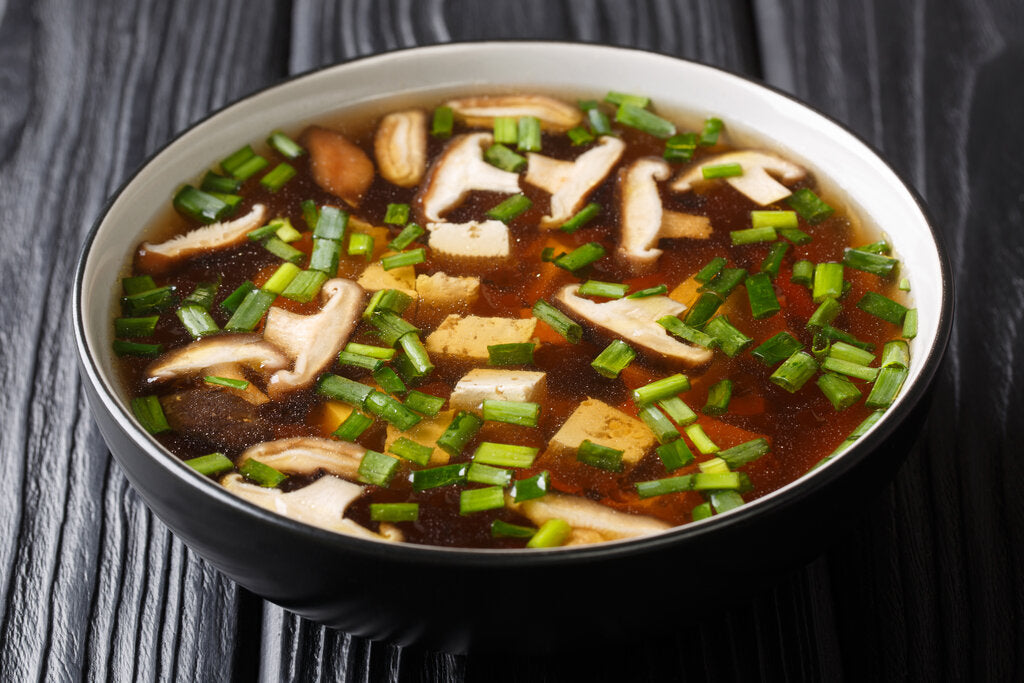 Shiitake Mushroom Soup With Tofu and Enoki